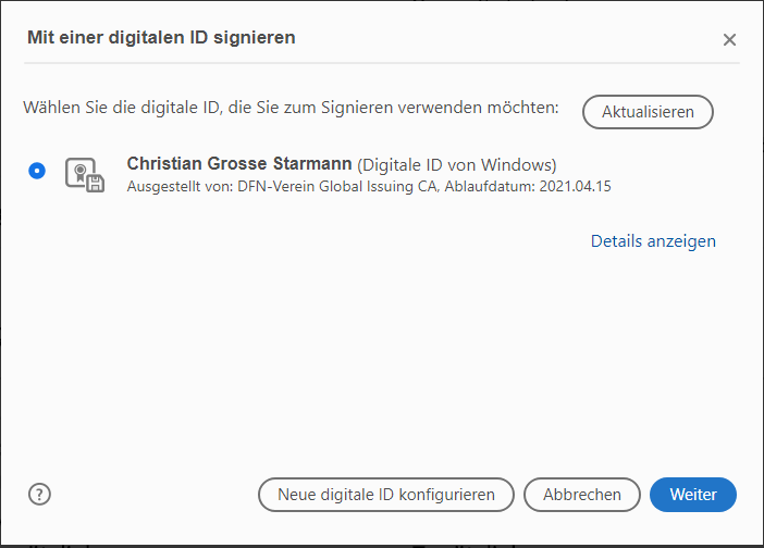 Screenshot Adobe-Signieren