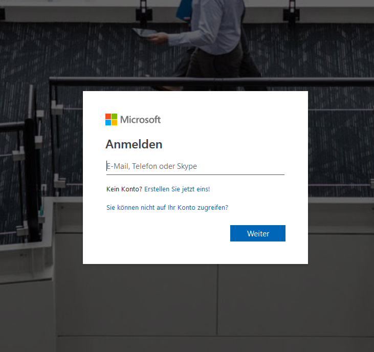 Screenshot der Anmeldeseite von Microsoft Online.